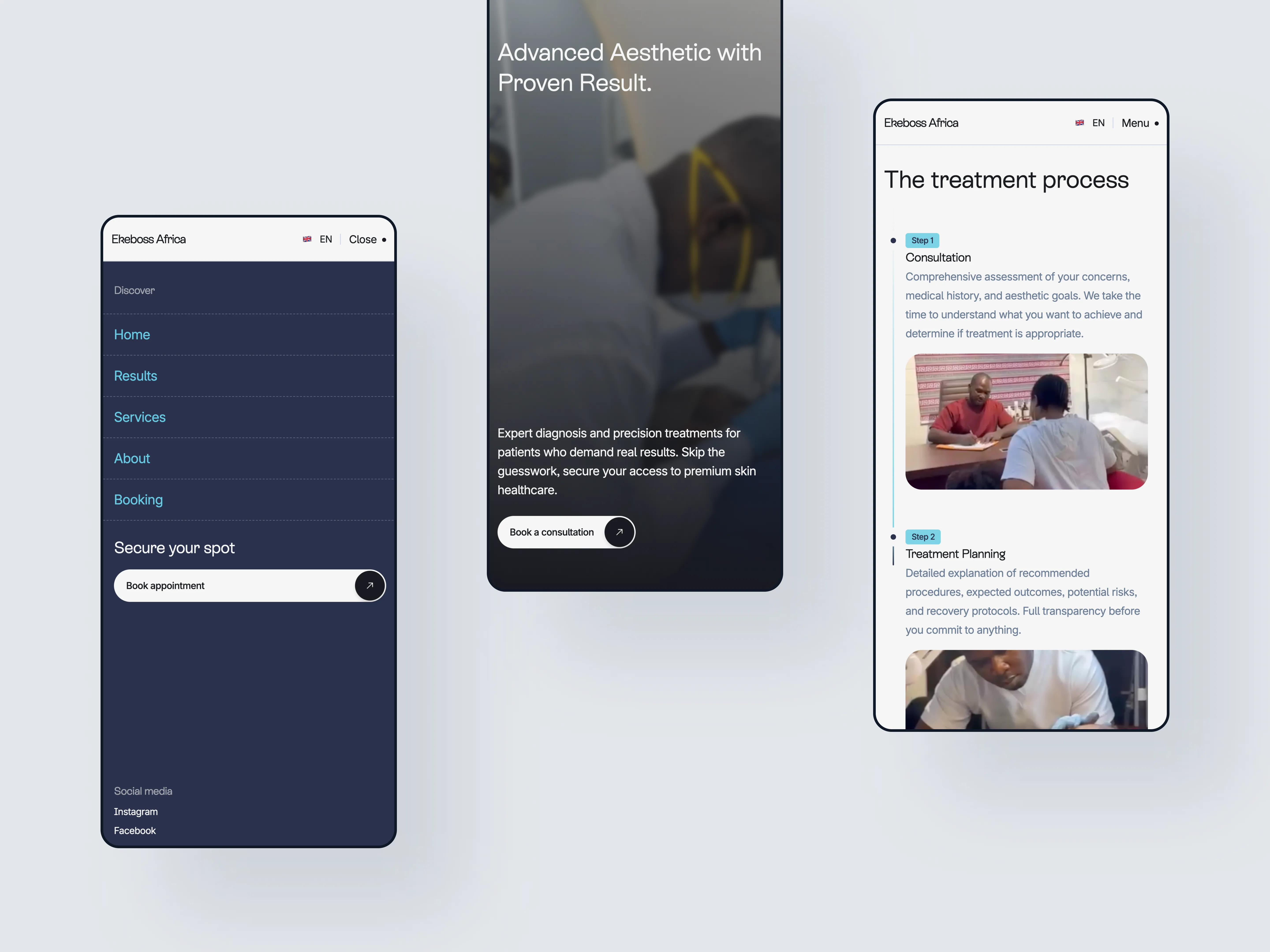 Ekeboss mobile pages and mobile menu