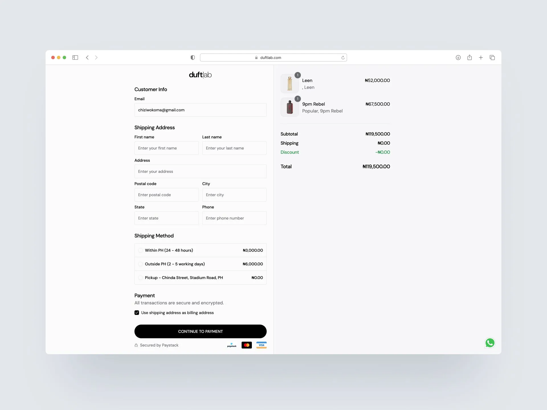 Duftlab checkout