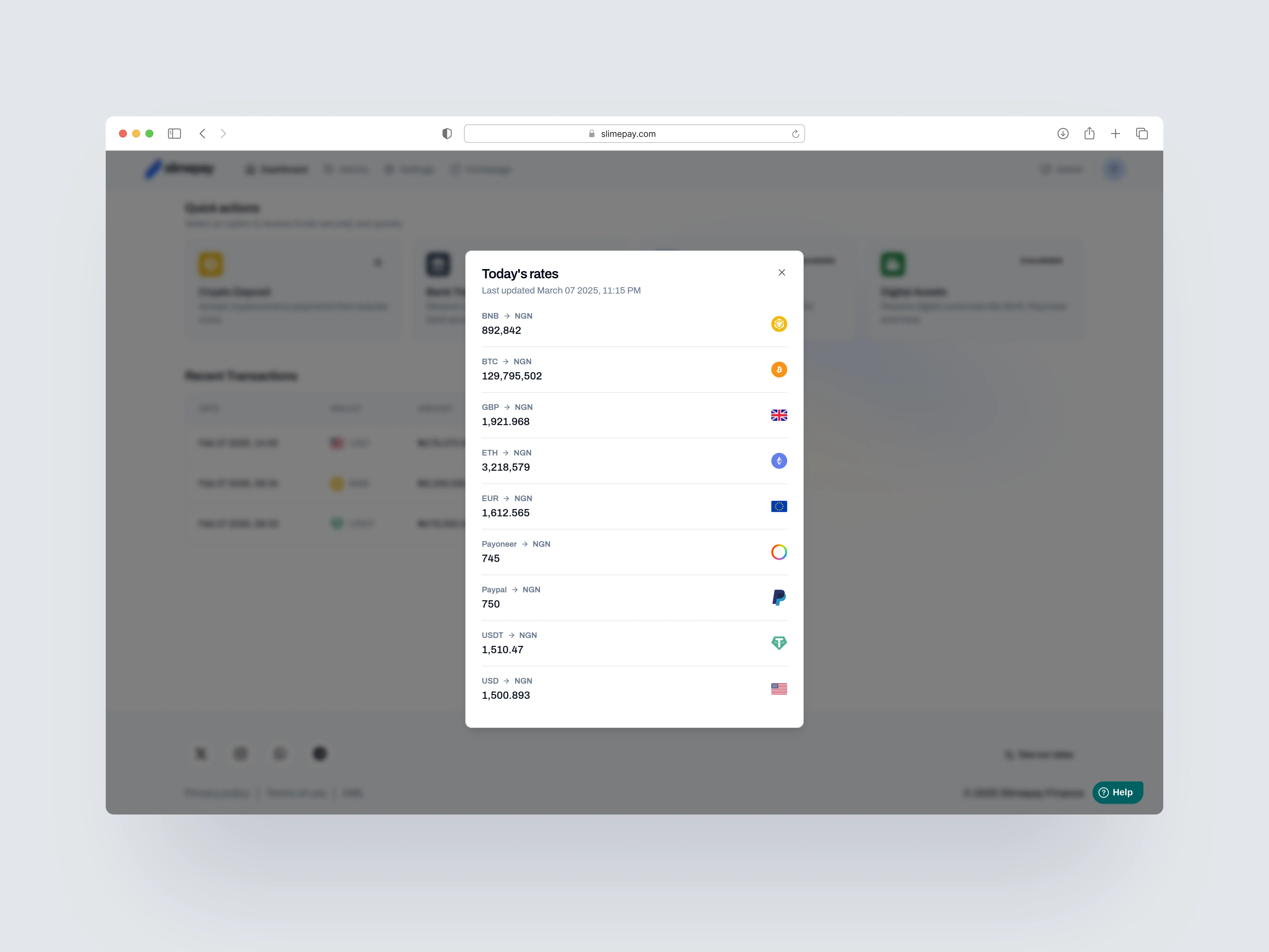 Slimepay exchange rates