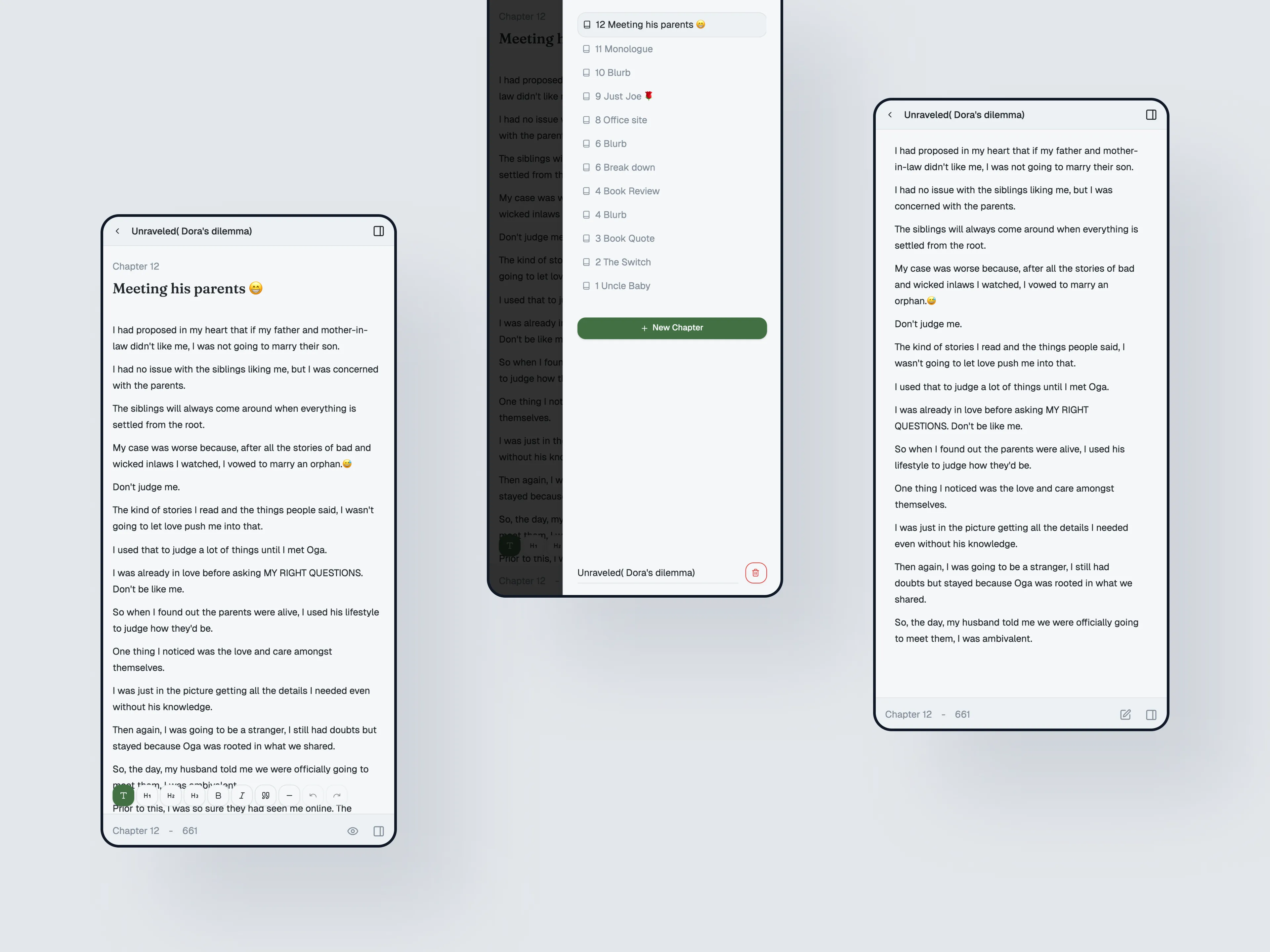 Thoughts book screens