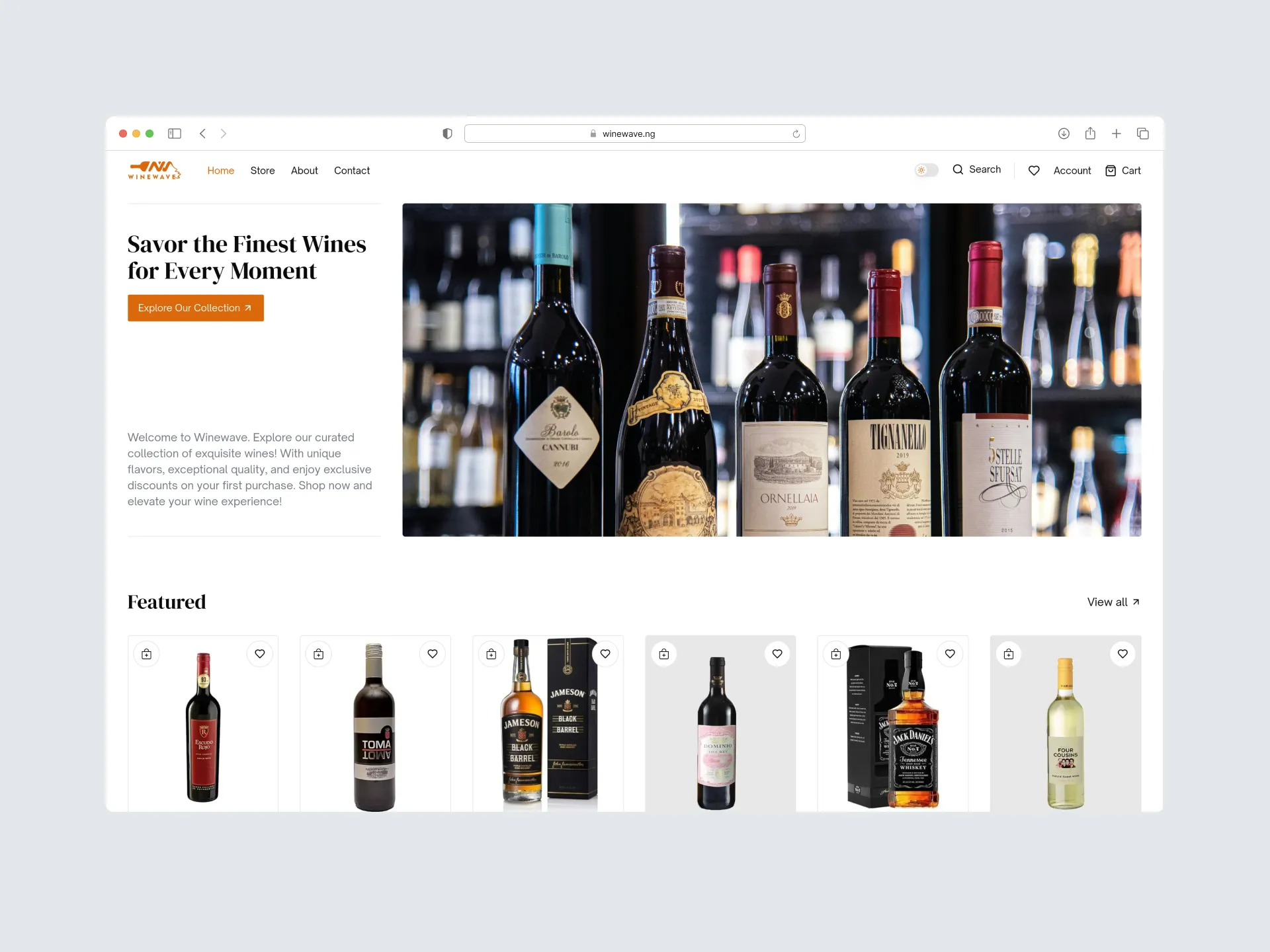 Winewave homepage